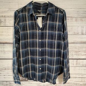 Stitch Fix Flag & Anthem Women's Plaid Pearl Snap Button Down Shirt Small NWT